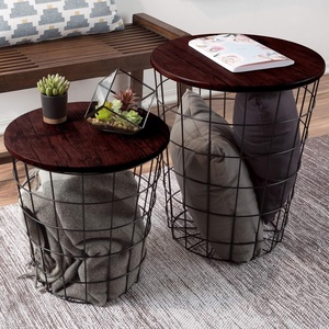 image:imageLavish Home Round End Tables  Nesting Tables Set of 2 BlackCherry