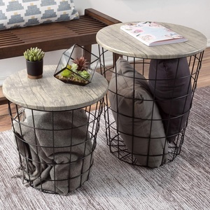 image:imageLavish Home Round End Tables  Nesting Tables Set of 2 BlackGrey