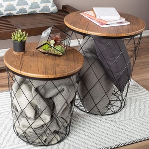 image:imageLavish Home Round End Tables Brown Woodgrain Set of 2 1775155Black Diamond