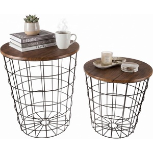 image:imageLavish Home Round End Tables Brown Woodgrain Set of 2 1775155Brown Round