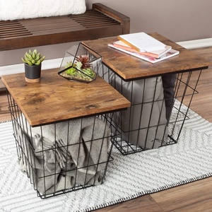 image:imageLavish Home Round End Tables Brown Woodgrain Set of 2 1775155Brown Square 2