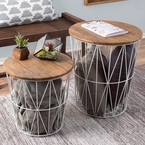 image:imageLavish Home Round End Tables Brown Woodgrain Set of 2 1775155White Diamond