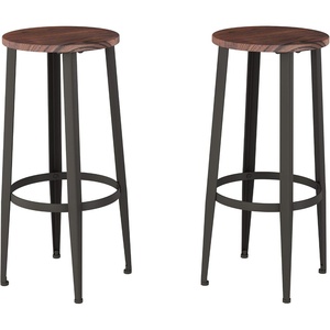 image:imageLavish Home Set of 2 CounterHeight Bar Stools  Modern Backless Seating Set with Metal Bases and Wood Seats for Kitchens or Dining Rooms Brown2975 Height