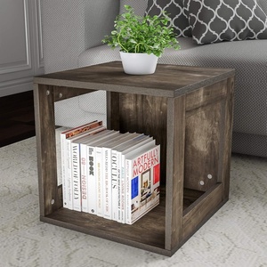 image:imageLavish Home Stackable Cube End Table  Contemporary Minimalist Modular Accent Piece with Open Sides for Bedroom Living Room or Office Gray