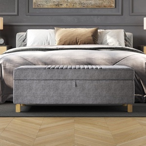 image:imageLavish Home Storage Ottoman  Tweed Polyester Footrest or Bench Organizer with Lift Top for Bedroom Living Room or Entryway GrayGray Printed Tweed