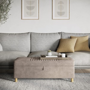 image:imageLavish Home Storage Ottoman  Tweed Polyester Footrest or Bench Organizer with Lift Top for Bedroom Living Room or Entryway GrayGray Suede
