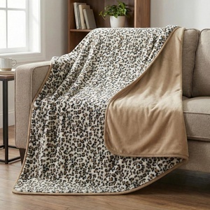 image:imageLavish Home Waterproof Blanket for Bed Couch Car Snow Leopard 60x80BrownBlack