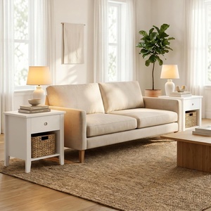 image:imageLavish Home Wooden Nightstand with Drawer amp Open Storage Shelf Set of 2Set of 2
