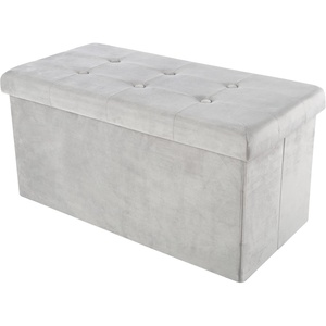 image:imageStorage Ottoman  Velvet Tufted Footrest Linen Chest or Bench Organizer with Removable Lid for Bedroom Dorm Room or Entryway by Lavish Home GrayCube
