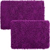 image:image2 Piece Bathroom Rug Set  32x21 Inch and 24x17 Inch Memory Foam Bath Mats with Chenille Shag Top for Stylish Bathroom Decor  Machine Washable Bath Rugs Set of 2 by Lavish Home Purple