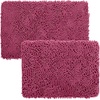 image:image2 Piece Bathroom Rug Set  32x21 Inch and 24x17 Inch Memory Foam Bath Mats with Chenille Shag Top for Stylish Bathroom Decor  Machine Washable Bath Rugs Set of 2 by Lavish Home Pink