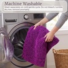 image:image2 Piece Bathroom Rug Set  32x21 Inch and 24x17 Inch Memory Foam Bath Mats with Chenille Shag Top for Stylish Bathroom Decor  Machine Washable Bath Rugs Set of 2 by Lavish Home Purple