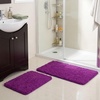 image:image2 Piece Bathroom Rug Set  32x21 Inch and 24x17 Inch Memory Foam Bath Mats with Chenille Shag Top for Stylish Bathroom Decor  Machine Washable Bath Rugs Set of 2 by Lavish Home Purple