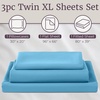 image:image3Piece Brushed Microfiber Sheet Set  Wrinkle Stain and FadeResistant Fitted and Flat Twin XL Sheets Plus Pillowcase by Lavish Home BlueBlue