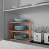 image:image3Tier Bamboo Corner Shelf for Kitchen or Bathroom Cabinet Countertop Cupboard Storage and Organizer Natural Wood Space Saving Rack by Lavish Home