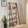 image:image4Tier Ladder Bookshelf  Freestanding Bookcase with Bar Back Frame  Shelves for Living Room Kitchen Bedroom and Office by Lavish Home Walnut
