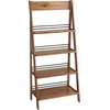 image:image4Tier Ladder Bookshelf  Freestanding Bookcase with Bar Back Frame  Shelves for Living Room Kitchen Bedroom and Office by Lavish Home Walnut