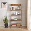 image:image4Tier Ladder Bookshelf  Freestanding Bookcase with Bar Back Frame  Shelves for Living Room Kitchen Bedroom and Office by Lavish Home Walnut