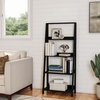 image:image4Tier Ladder Bookshelf  Freestanding Shelved Bookcase with Leaning Look for Living Room Bathroom and Kitchen Storage by Lavish Home Black