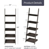 image:image5Tier Ladder Bookshelf  Freestanding Wooden Bookcase Frame with Leaning Look Shelves for Home and Office Storage by Lavish Home Gray