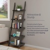 image:image5Tier Ladder Bookshelf  Freestanding Wooden Bookcase Frame with Leaning Look Shelves for Home and Office Storage by Lavish Home Gray