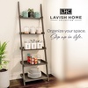 image:image5Tier Ladder Bookshelf  Freestanding Wooden Bookcase Frame with Leaning Look Shelves for Home and Office Storage by Lavish Home Gray