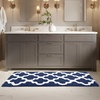 image:imageBathroom Rug  24 x 60 Inch Long Non Slip Bath Mat with Trellis Pattern  Extra Soft Absorbent Cotton Bath Mat  Machine Washable Bathroom Rugs Runner for Shower Tub or Vanity by Lavish Home BrownNavy