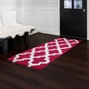 image:imageBathroom Rug  24 x 60 Inch Long Non Slip Bath Mat with Trellis Pattern  Extra Soft Absorbent Cotton Bath Mat  Machine Washable Bathroom Rugs Runner for Shower Tub or Vanity by Lavish Home BrownBurgundy