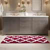 image:imageBathroom Rug  24 x 60 Inch Long Non Slip Bath Mat with Trellis Pattern  Extra Soft Absorbent Cotton Bath Mat  Machine Washable Bathroom Rugs Runner for Shower Tub or Vanity by Lavish Home BrownBurgundy