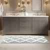 image:imageBathroom Rug  24 x 60 Inch Long Non Slip Bath Mat with Trellis Pattern  Extra Soft Absorbent Cotton Bath Mat  Machine Washable Bathroom Rugs Runner for Shower Tub or Vanity by Lavish Home BrownSeafoam