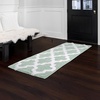 image:imageBathroom Rug  24 x 60 Inch Long Non Slip Bath Mat with Trellis Pattern  Extra Soft Absorbent Cotton Bath Mat  Machine Washable Bathroom Rugs Runner for Shower Tub or Vanity by Lavish Home BrownSeafoam