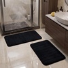 image:imageBathroom Rugs  2Piece Memory Foam Bath Mats with Microfiber Top  NonSlip Absorbent Rugs for Shower Laundry or Kitchen by Lavish Home Black