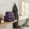 image:imageBedford Home Quick Dry 100 Cotton Zero Twist Towel Set Hotel amp Spa Quality Soft Lightweight Highly Absorbent Towels and Washcloths for Bathroom Shower Ideal for Everyday Use  6 Piece SilverEggplant and White