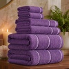 image:imageBedford Home Quick Dry 100 Cotton Zero Twist Towel Set Hotel amp Spa Quality Soft Lightweight Highly Absorbent Towels and Washcloths for Bathroom Shower Ideal for Everyday Use  6 Piece SilverEggplant and White