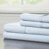 image:imageBrushed Microfiber Sheet Set 3 Piece Embossed Checkered Bed Linens Deep Pocket Fitted amp Flat Sheets Plus A Pillowcase by Lavish Home Twin BlueBlue