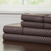 image:imageBrushed Microfiber Sheet Set 3 Piece Embossed Checkered Bed Linens Deep Pocket Fitted amp Flat Sheets Plus A Pillowcase by Lavish Home Twin BlueBrown