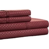 image:imageBrushed Microfiber Sheet Set 3 Piece Embossed Checkered Bed Linens Deep Pocket Fitted amp Flat Sheets Plus A Pillowcase by Lavish Home Twin BlueBurgundy
