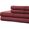 image:imageBrushed Microfiber Sheet Set 3 Piece Embossed Checkered Bed Linens Deep Pocket Fitted amp Flat Sheets Plus A Pillowcase by Lavish Home Twin BlueBurgundy