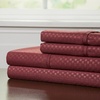 image:imageBrushed Microfiber Sheet Set 3 Piece Embossed Checkered Bed Linens Deep Pocket Fitted amp Flat Sheets Plus A Pillowcase by Lavish Home Twin BlueBurgundy