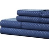 image:imageBrushed Microfiber Sheet Set 3 Piece Embossed Checkered Bed Linens Deep Pocket Fitted amp Flat Sheets Plus A Pillowcase by Lavish Home Twin BlueNavy