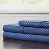 image:imageBrushed Microfiber Sheet Set 3 Piece Embossed Checkered Bed Linens Deep Pocket Fitted amp Flat Sheets Plus A Pillowcase by Lavish Home Twin BlueNavy
