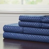image:imageBrushed Microfiber Sheet Set 3 Piece Embossed Checkered Bed Linens Deep Pocket Fitted amp Flat Sheets Plus A Pillowcase by Lavish Home Twin BlueNavy