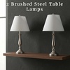 image:imageBrushed Steel Table Lamps  Set of 2 Traditional Accent Lights with LED Bulbs  Home Dcor for Bedroom Living Room Office or Entry by Lavish Home