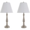 image:imageBrushed Steel Table Lamps  Set of 2 Traditional Accent Lights with LED Bulbs  Home Dcor for Bedroom Living Room Office or Entry by Lavish Home