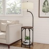 image:imageFloor Lamp with End Table  Modern Rustic Side Shelves with USB Charging Port LED Light Bulb and DrumShaped Shade  Standing Lights by Lavish Home with Bulb
