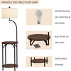 image:imageFloor Lamp with End Table  Modern Rustic Side Shelves with USB Charging Port LED Light Bulb and DrumShaped Shade  Standing Lights by Lavish Home with Bulb