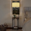 image:imageFloor Lamp with End Table  Modern Rustic Side Shelves with USB Charging Port LED Light Bulb and DrumShaped Shade  Standing Lights by Lavish Home with Bulb