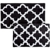 image:imageLavish Home 2 Piece Bathroom Rug Set  41x245 Inch and 34x21 Inch 100 Cotton Bath Mats with Textured Trellis Print for Elegant Bathroom Decor  Bath Rugs Non Slip Washable Bathmats Navy BlueBlack
