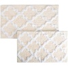 image:imageLavish Home 2 Piece Bathroom Rug Set  41x245 Inch and 34x21 Inch 100 Cotton Bath Mats with Textured Trellis Print for Elegant Bathroom Decor  Bath Rugs Non Slip Washable Bathmats Navy BlueBone