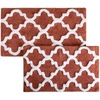 image:imageLavish Home 2 Piece Bathroom Rug Set  41x245 Inch and 34x21 Inch 100 Cotton Bath Mats with Textured Trellis Print for Elegant Bathroom Decor  Bath Rugs Non Slip Washable Bathmats Navy BlueBrick